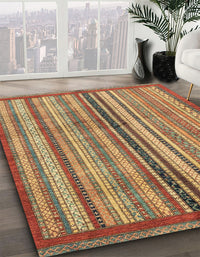 Abstract Metallic Gold Modern Rug, abs3453