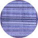 Round Abstract Blue Modern Rug, abs3453blu