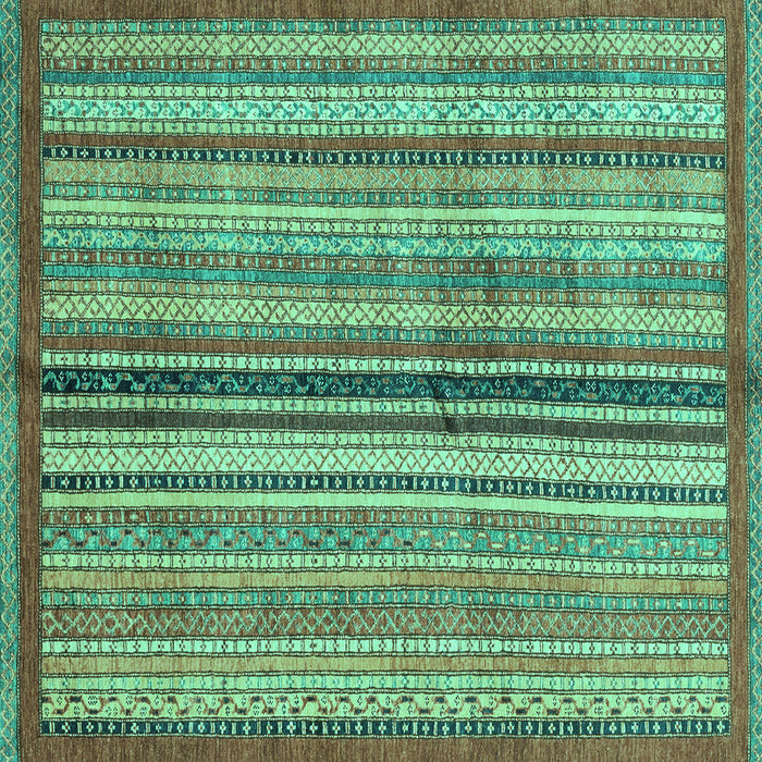 Square Machine Washable Abstract Turquoise Modern Area Rugs, wshabs3453turq