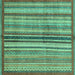 Square Machine Washable Abstract Turquoise Modern Area Rugs, wshabs3453turq