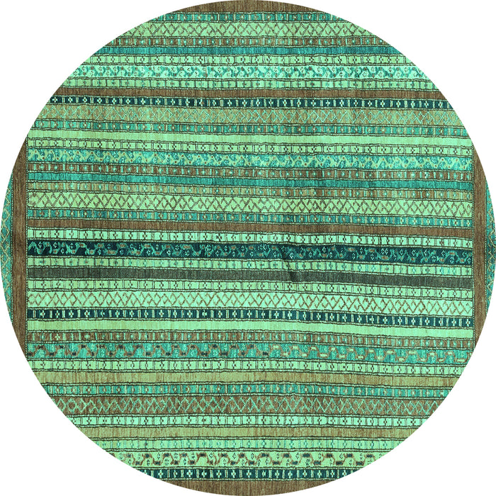 Round Abstract Turquoise Modern Rug, abs3453turq