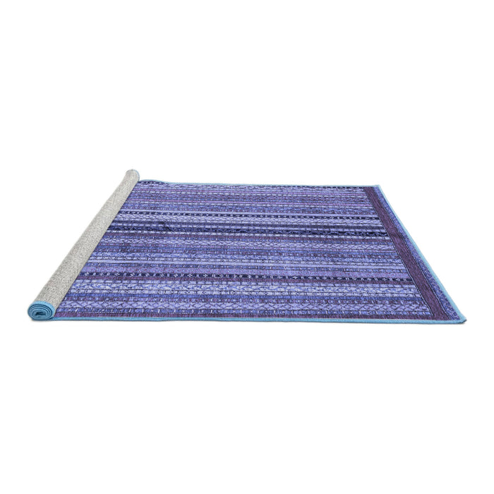Sideview of Machine Washable Abstract Blue Modern Rug, wshabs3453blu