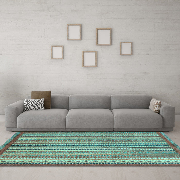 Machine Washable Abstract Light Blue Modern Rug in a Living Room, wshabs3453lblu