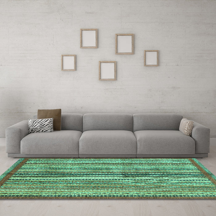 Machine Washable Abstract Turquoise Modern Area Rugs in a Living Room,, wshabs3453turq