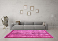 Machine Washable Abstract Pink Modern Rug, wshabs3453pnk