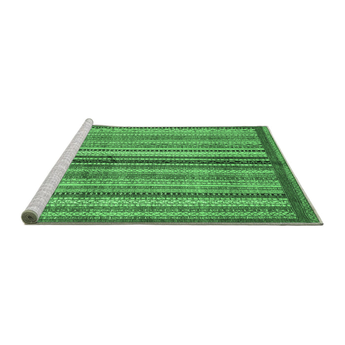 Sideview of Machine Washable Abstract Emerald Green Modern Area Rugs, wshabs3453emgrn