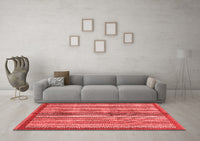 Machine Washable Abstract Red Modern Rug, wshabs3453red