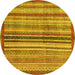 Round Machine Washable Abstract Yellow Modern Rug, wshabs3453yw