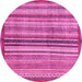 Round Machine Washable Abstract Pink Modern Rug, wshabs3453pnk