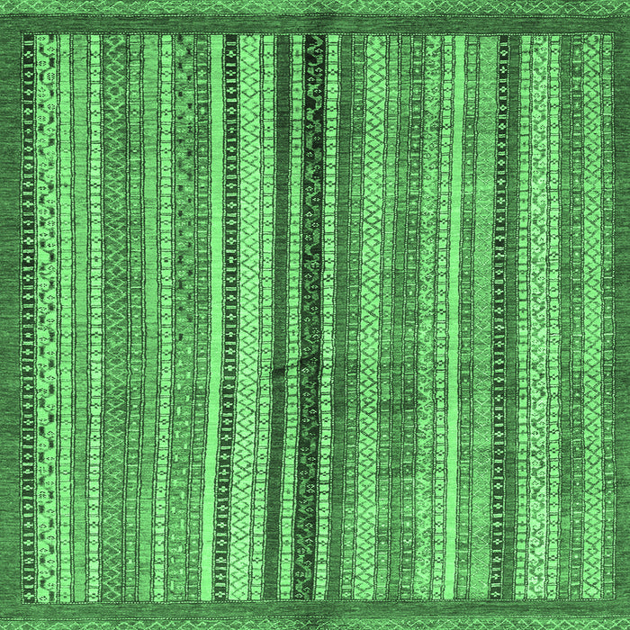 Square Machine Washable Abstract Emerald Green Modern Area Rugs, wshabs3453emgrn