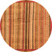 Round Machine Washable Abstract Orange Modern Area Rugs, wshabs3453org