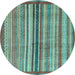 Round Abstract Light Blue Modern Rug, abs3453lblu