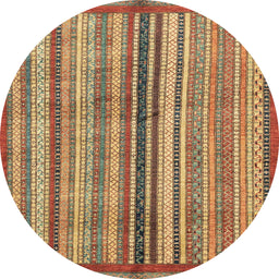 Round Machine Washable Abstract Metallic Gold Rug, wshabs3453