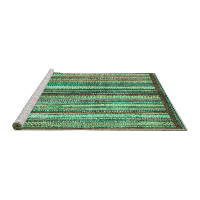 Sideview of Machine Washable Abstract Turquoise Modern Area Rugs, wshabs3454turq