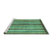 Sideview of Machine Washable Abstract Turquoise Modern Area Rugs, wshabs3454turq