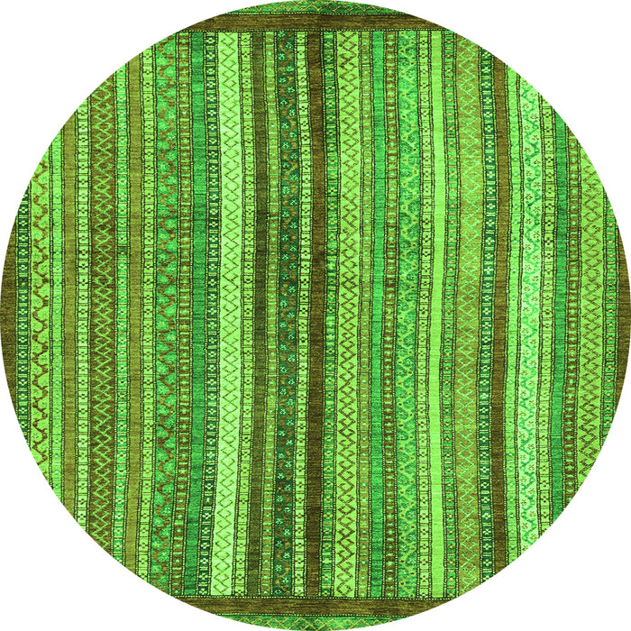 Round Abstract Green Modern Rug, abs3454grn