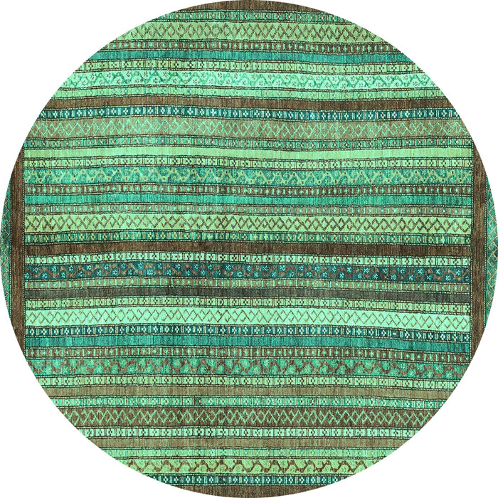 Round Abstract Turquoise Modern Rug, abs3454turq