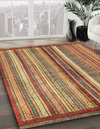 Abstract Metallic Gold Modern Rug, abs3454