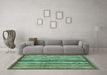 Machine Washable Abstract Turquoise Modern Area Rugs in a Living Room,, wshabs3454turq