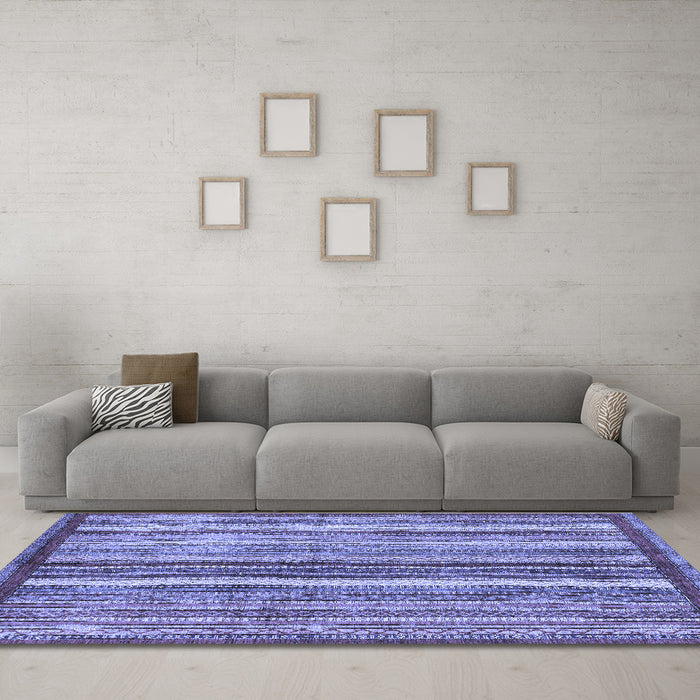 Machine Washable Abstract Blue Modern Rug in a Living Room, wshabs3454blu