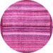 Round Machine Washable Abstract Pink Modern Rug, wshabs3454pnk