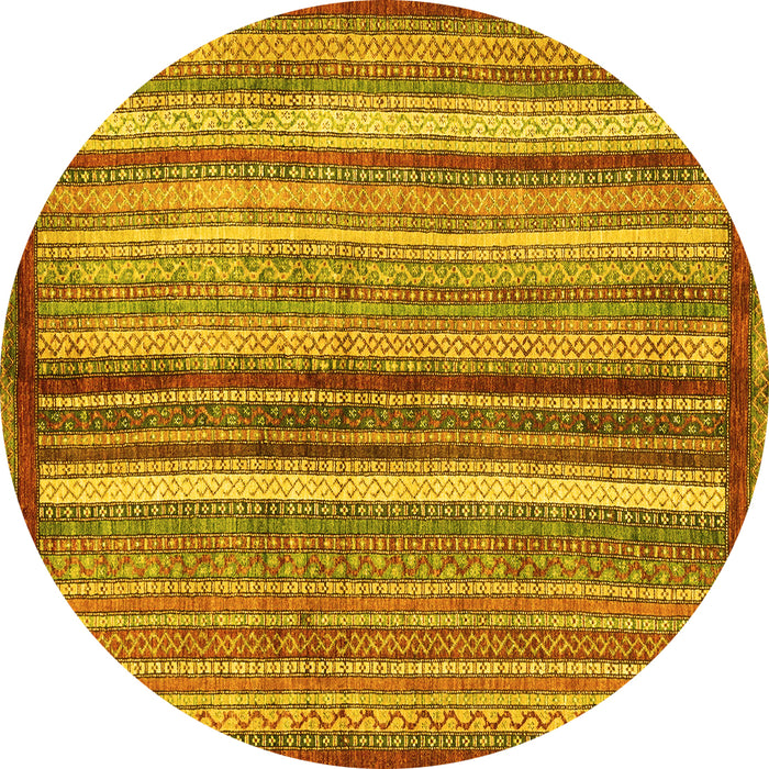 Round Abstract Yellow Modern Rug, abs3454yw