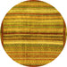 Round Abstract Yellow Modern Rug, abs3454yw