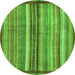 Round Machine Washable Abstract Green Modern Area Rugs, wshabs3454grn