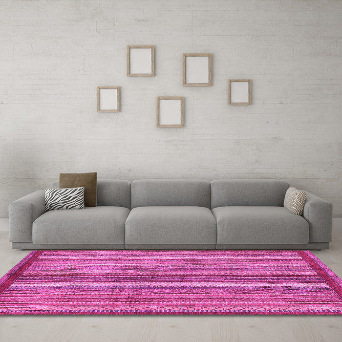 Machine Washable Abstract Pink Modern Rug in a Living Room, wshabs3454pnk