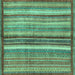 Square Machine Washable Abstract Turquoise Modern Area Rugs, wshabs3454turq