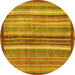 Round Machine Washable Abstract Yellow Modern Rug, wshabs3454yw