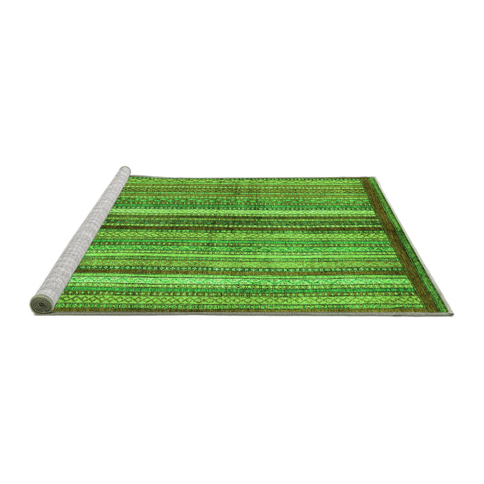 Sideview of Machine Washable Abstract Green Modern Area Rugs, wshabs3454grn