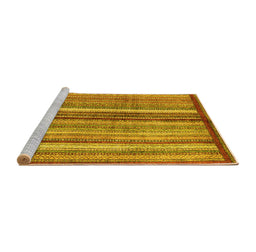 Sideview of Machine Washable Abstract Yellow Modern Rug, wshabs3454yw