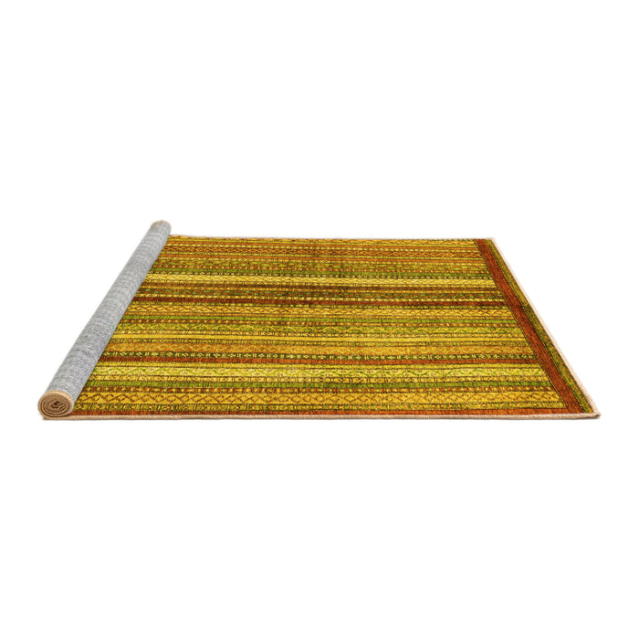 Sideview of Machine Washable Abstract Yellow Modern Rug, wshabs3454yw