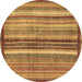 Round Abstract Brown Modern Rug, abs3454brn