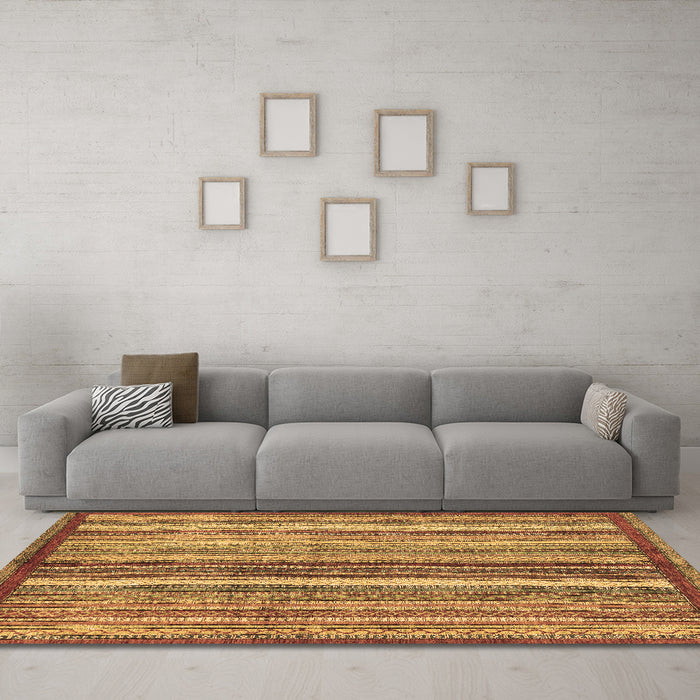 Machine Washable Abstract Brown Modern Rug in a Living Room,, wshabs3454brn