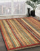 Machine Washable Abstract Metallic Gold Rug in a Family Room, wshabs3454