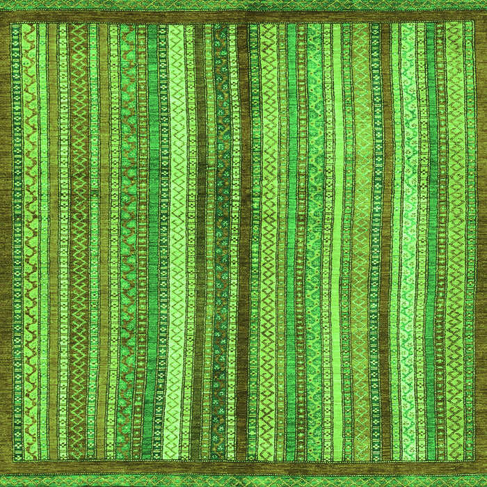 Square Machine Washable Abstract Green Modern Area Rugs, wshabs3454grn