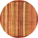 Round Machine Washable Abstract Orange Modern Area Rugs, wshabs3454org