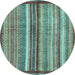 Round Machine Washable Abstract Light Blue Modern Rug, wshabs3454lblu