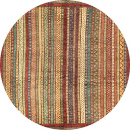 Round Machine Washable Abstract Metallic Gold Rug, wshabs3454