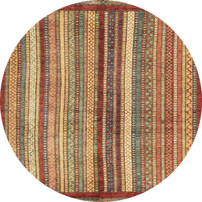 Round Machine Washable Abstract Metallic Gold Rug, wshabs3454