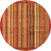 Round Abstract Orange Modern Rug, abs3455org