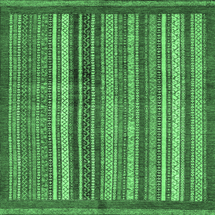 Square Machine Washable Abstract Emerald Green Modern Area Rugs, wshabs3455emgrn