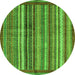 Round Abstract Green Modern Rug, abs3455grn