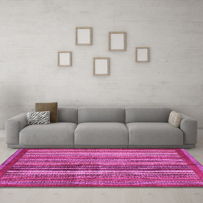 Machine Washable Abstract Pink Modern Rug in a Living Room, wshabs3455pnk