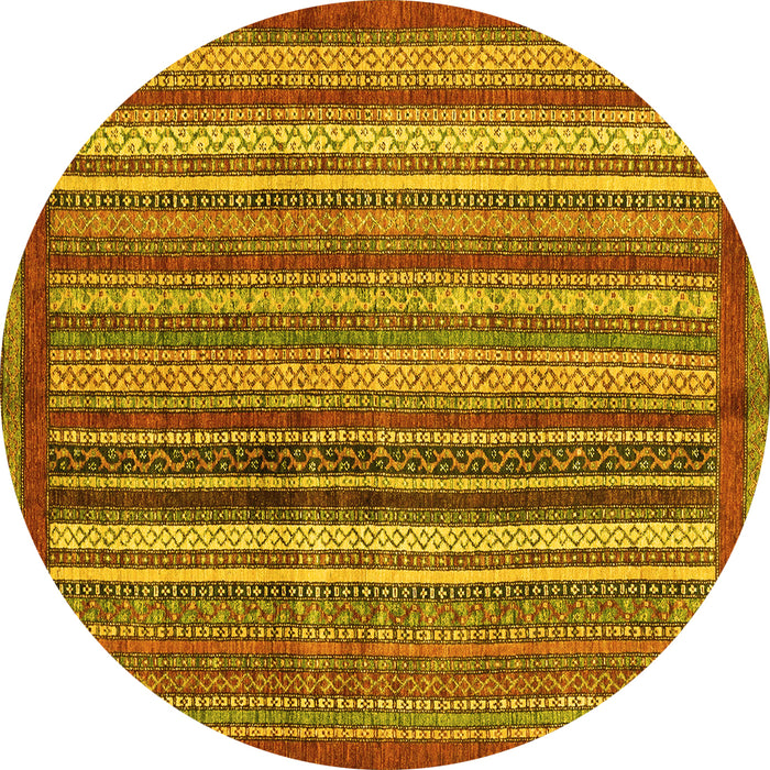 Round Machine Washable Abstract Yellow Modern Rug, wshabs3455yw