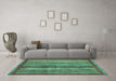 Machine Washable Abstract Turquoise Modern Area Rugs in a Living Room,, wshabs3455turq