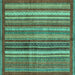 Square Abstract Turquoise Modern Rug, abs3455turq