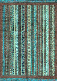 Abstract Light Blue Modern Rug, abs3455lblu